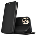 Premium Black Leather Flip Wallet Case for iPhone